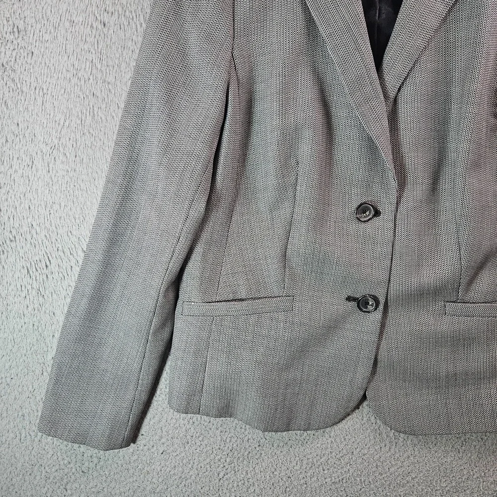 Talbots Wool Blend Blazer Suit Jacket Women 10 Petite 2-Button Gray Black Office